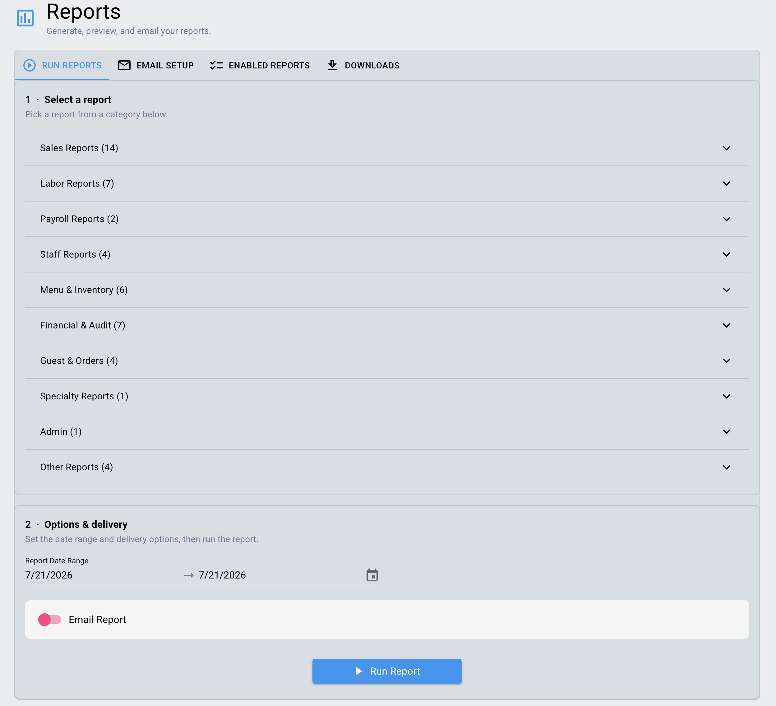 Empower Reports — pick a report from any category