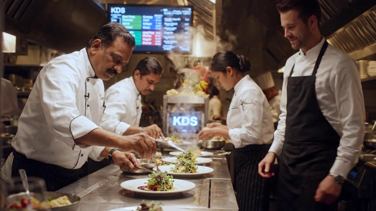 Busy kitchen keeping up during service